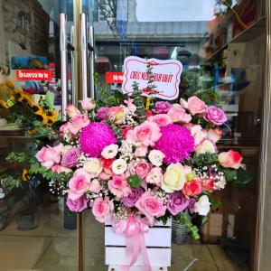 Birthday Bloom Basket – Pink & Purple Radiance