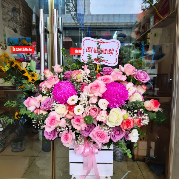 Birthday Bloom Basket – Pink & Purple Radiance